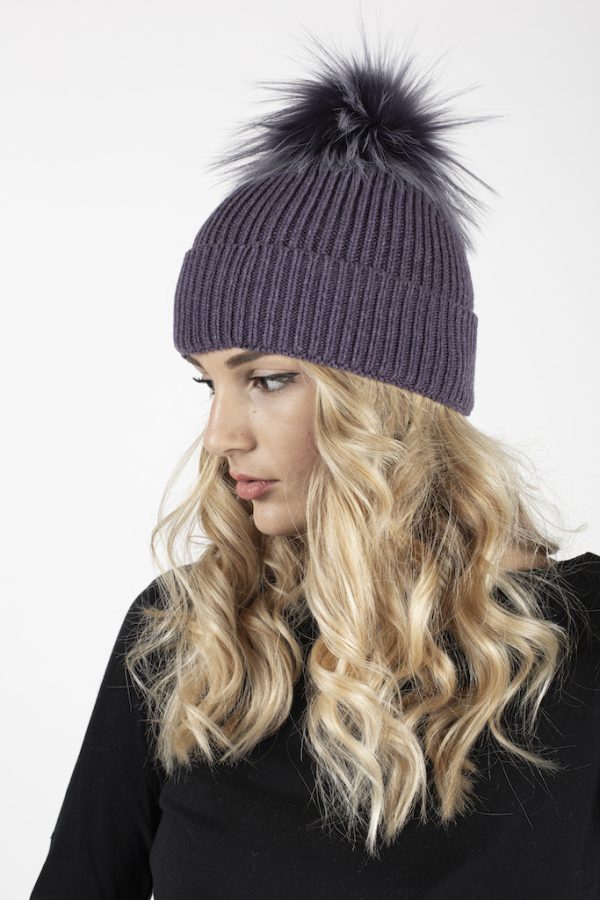 COSTINA- R + PON PON IN VOLPE — berretto in misto cashmere — Goia Roberto