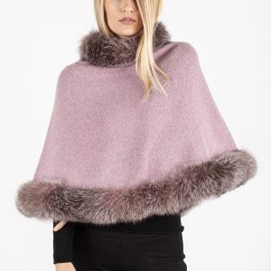 Art. Amiata Poncho con applicazioni in volpe