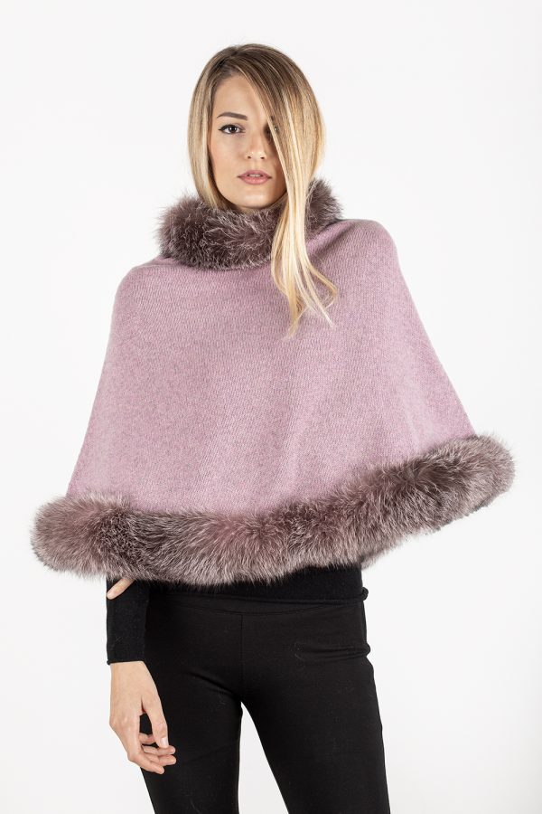 AMIATA+ BORDATURA IN VOLPE — poncho in 100% cashmere — Goia Roberto
