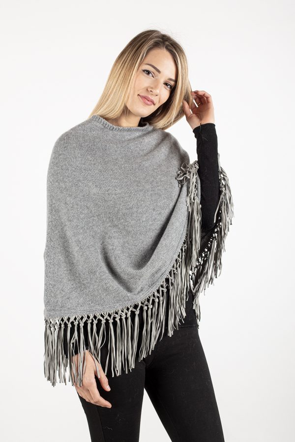 AMIATA + FRANGIA IN PELLE — poncho in 100% cashmere — Goia Roberto