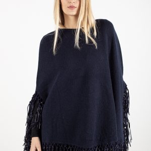 Art. Paola Poncho con frange Pelle