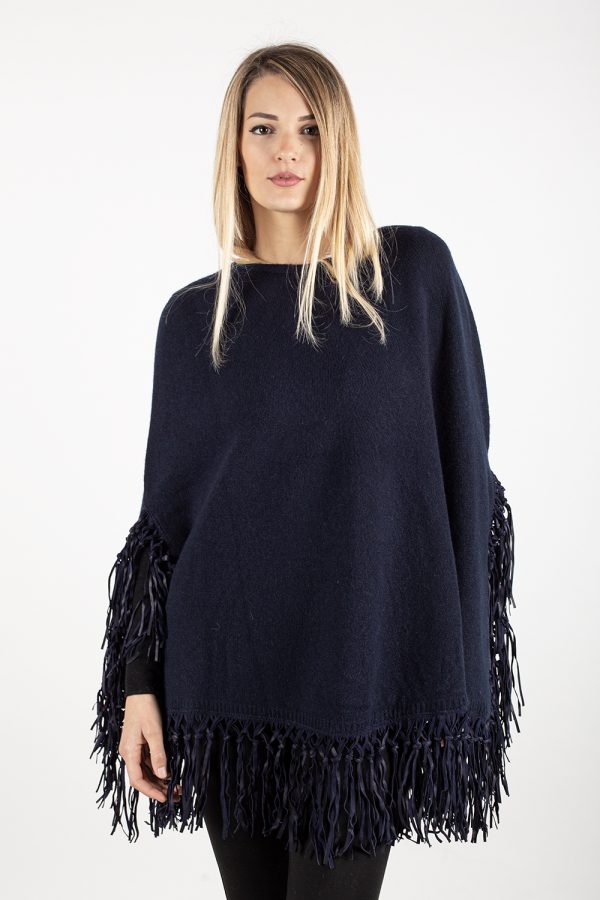 PAOLA + FRANGIA IN PELLE — poncho in 100% cashmere — Goia Roberto