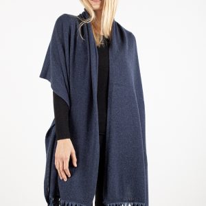 Art. Sandra  Stola unisex con frange in pelle